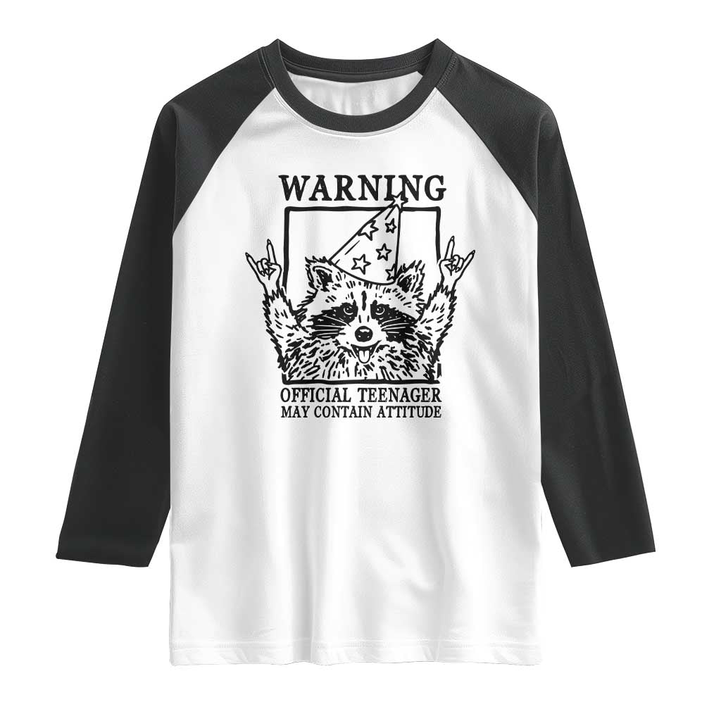 Vintage Raccoon 13th Birthday Raglan Shirt 13 Year Old Official Teenager Gifts TS10 White Black Print Your Wear