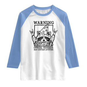 Vintage Raccoon 13th Birthday Raglan Shirt 13 Year Old Official Teenager Gifts TS10 White Carolina Blue Print Your Wear