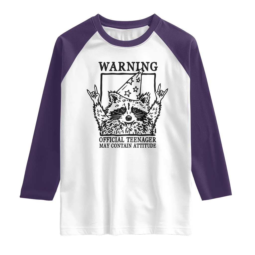 Vintage Raccoon 13th Birthday Raglan Shirt 13 Year Old Official Teenager Gifts TS10 White Purple Print Your Wear