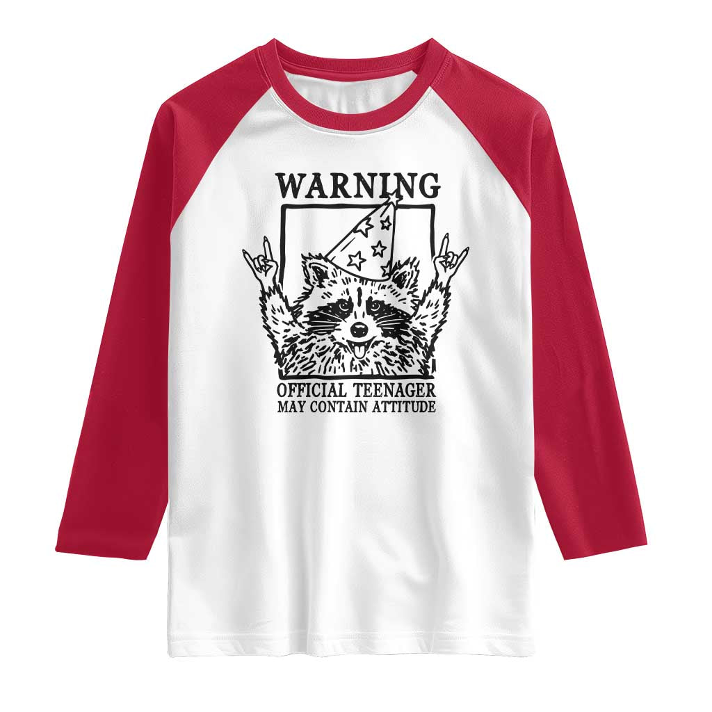 Vintage Raccoon 13th Birthday Raglan Shirt 13 Year Old Official Teenager Gifts TS10 White Red Print Your Wear