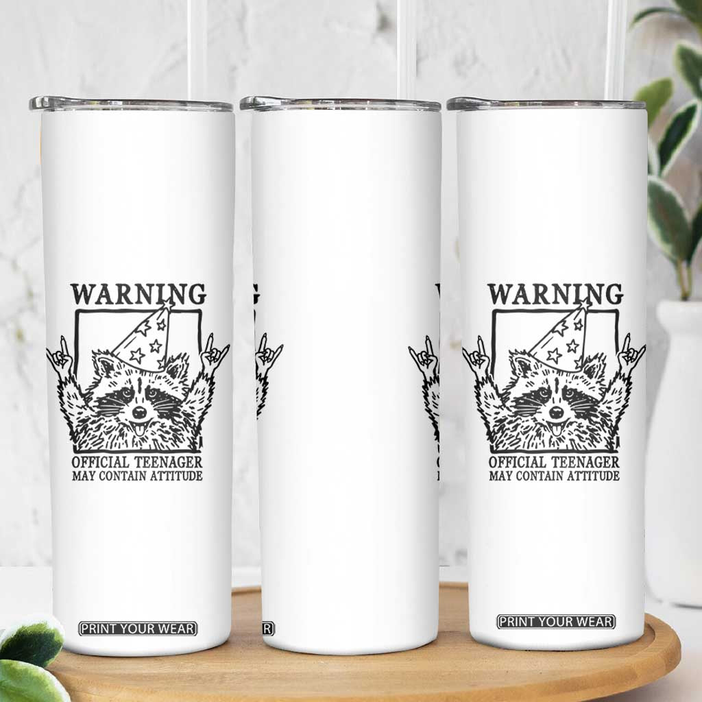 Vintage Raccoon 13th Birthday Skinny Tumbler 13 Year Old Official Teenager Gifts TS10 Print Your Wear