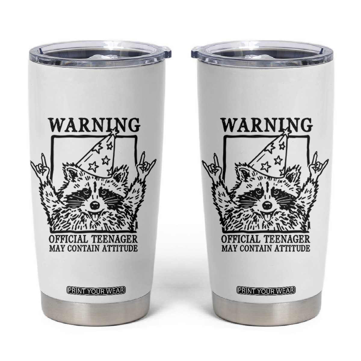 Vintage Raccoon 13th Birthday Tumbler Cup 13 Year Old Official Teenager Gifts TS10 White Print Your Wear
