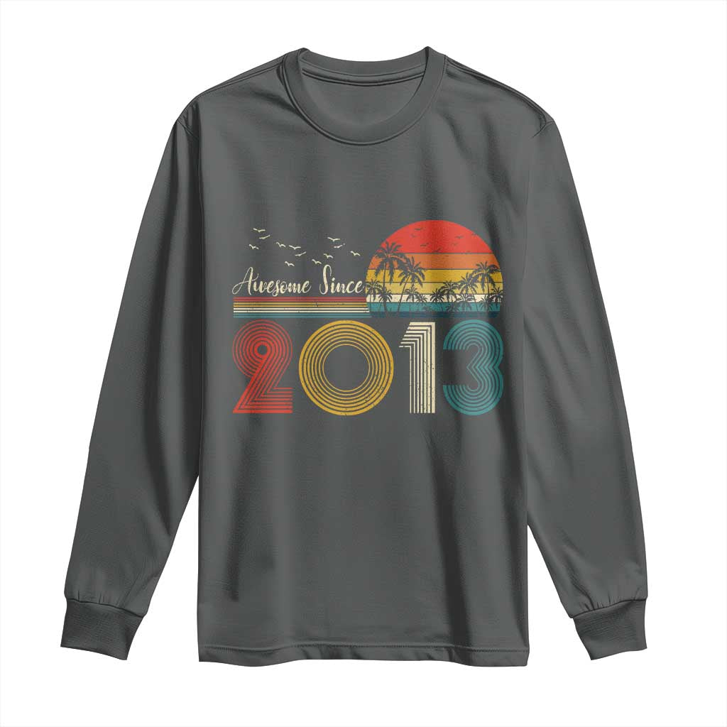 Awesome Since 2013 Long Sleeve Shirt 13th Birthday 13 Year Old Son Boy TS10 Dark Heather Print Your Wear
