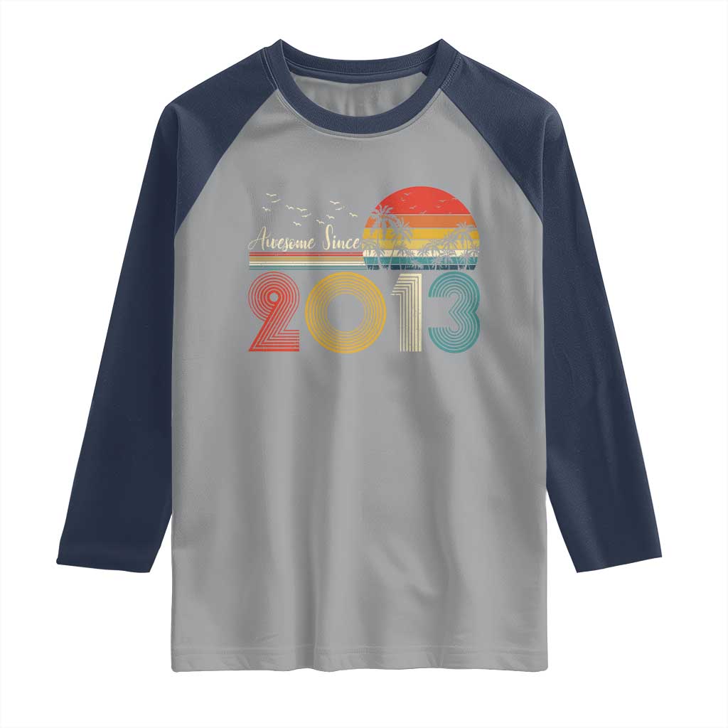 Awesome Since 2013 Raglan Shirt 13th Birthday 13 Year Old Son Boy TS10 Sport Gray Navy Print Your Wear