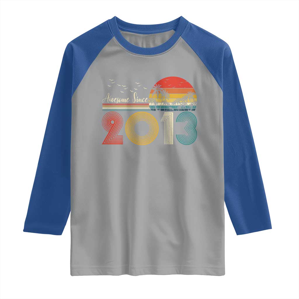 Awesome Since 2013 Raglan Shirt 13th Birthday 13 Year Old Son Boy TS10 Sport Gray Royal Print Your Wear