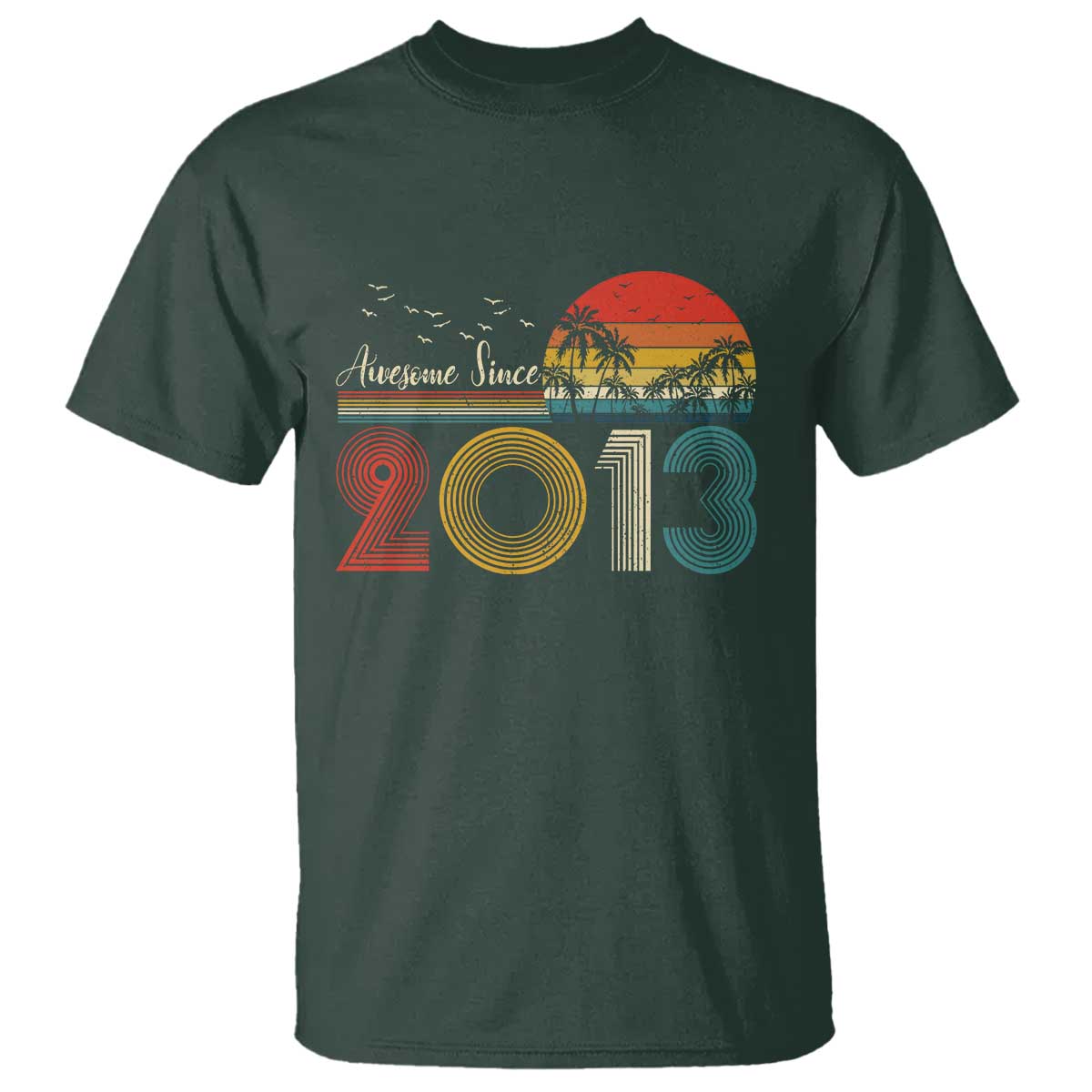 Awesome Since 2013 T Shirt 13th Birthday 13 Year Old Son Boy TS10 Dark Forest Green Print Your Wear