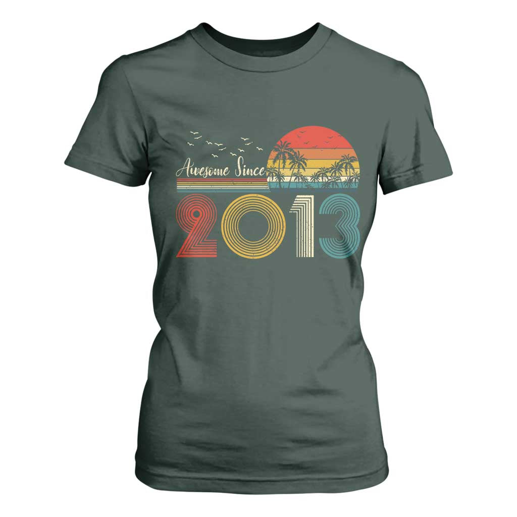 Awesome Since 2013 T Shirt For Women 13th Birthday 13 Year Old Son Boy TS10 Dark Forest Green Print Your Wear