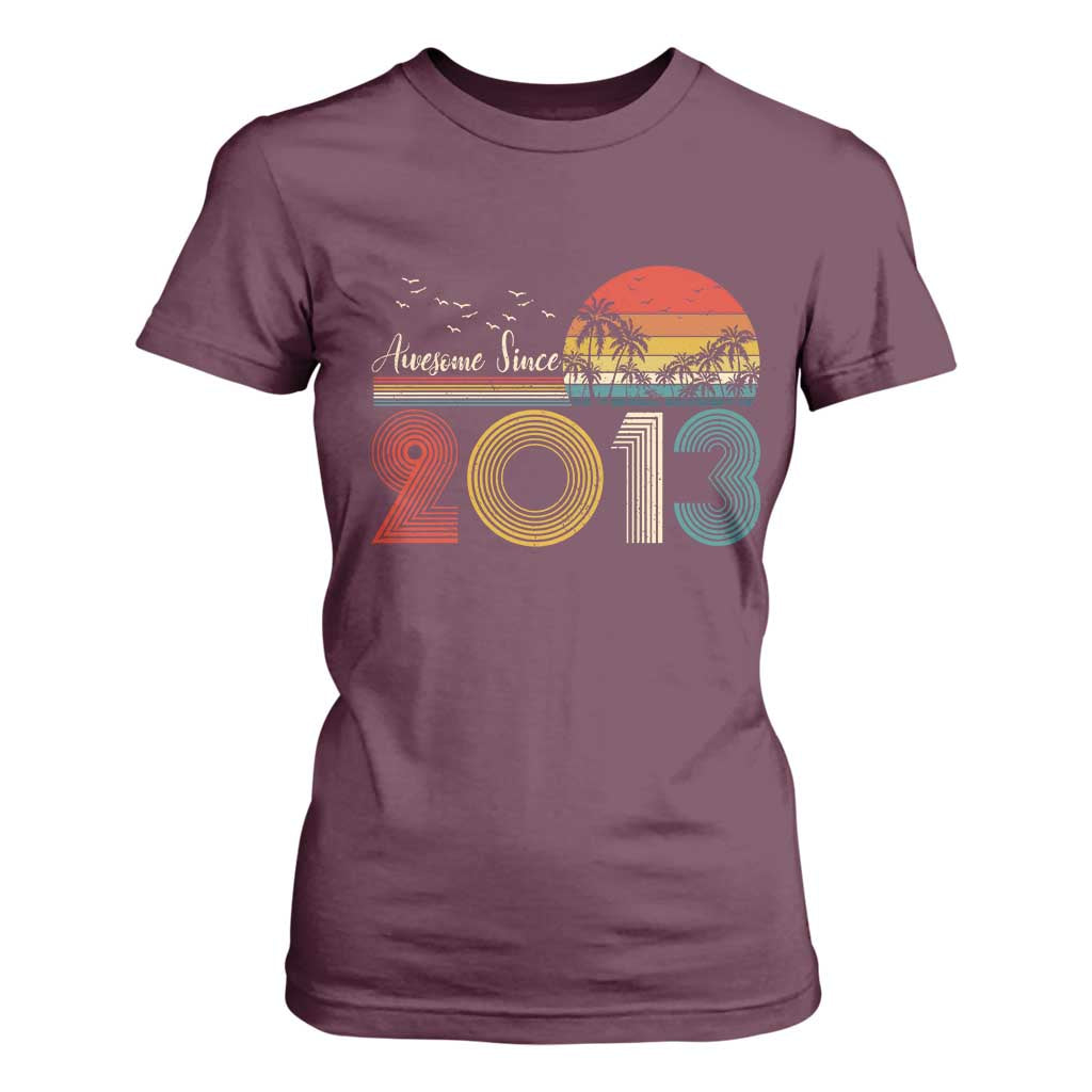 Awesome Since 2013 T Shirt For Women 13th Birthday 13 Year Old Son Boy TS10 Maroon Print Your Wear
