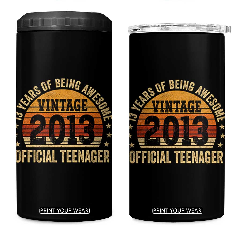 Vintage 2013 Official Teenager 4 in 1 Can Cooler Tumbler 13 Year Old 13th Birthday TS10 One Size: 16 oz Black Print Your Wear