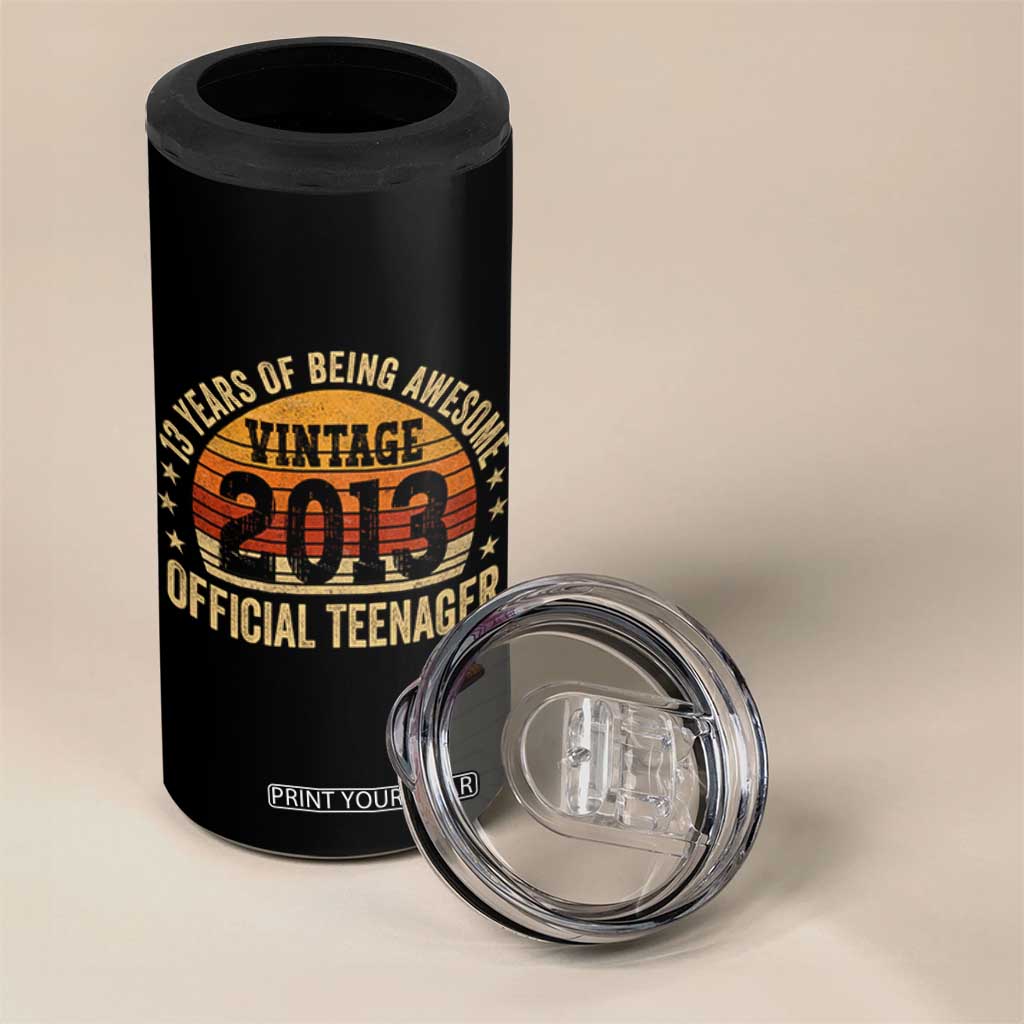 Vintage 2013 Official Teenager 4 in 1 Can Cooler Tumbler 13 Year Old 13th Birthday TS10 Print Your Wear