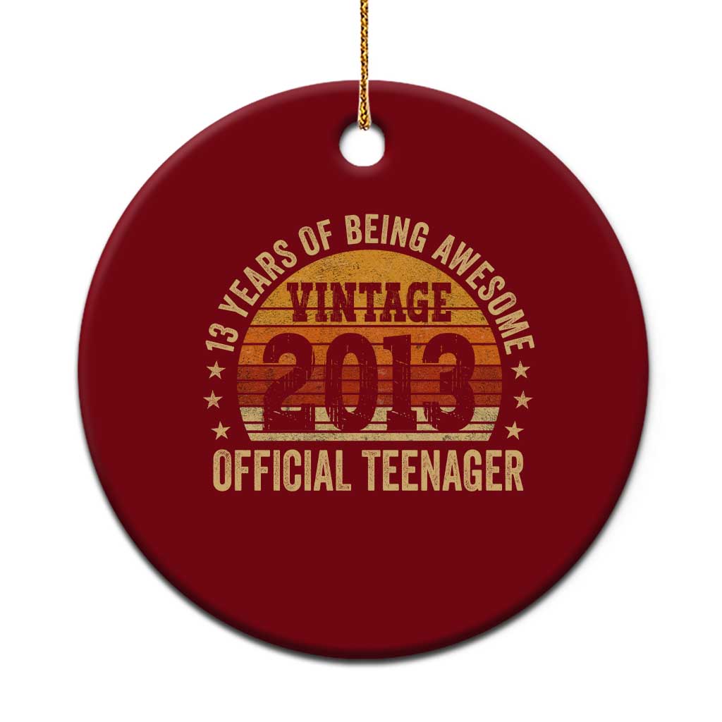 Vintage 2013 Official Teenager Ceramic Ornament 13 Year Old 13th Birthday TS10 1pc Red Print Your Wear