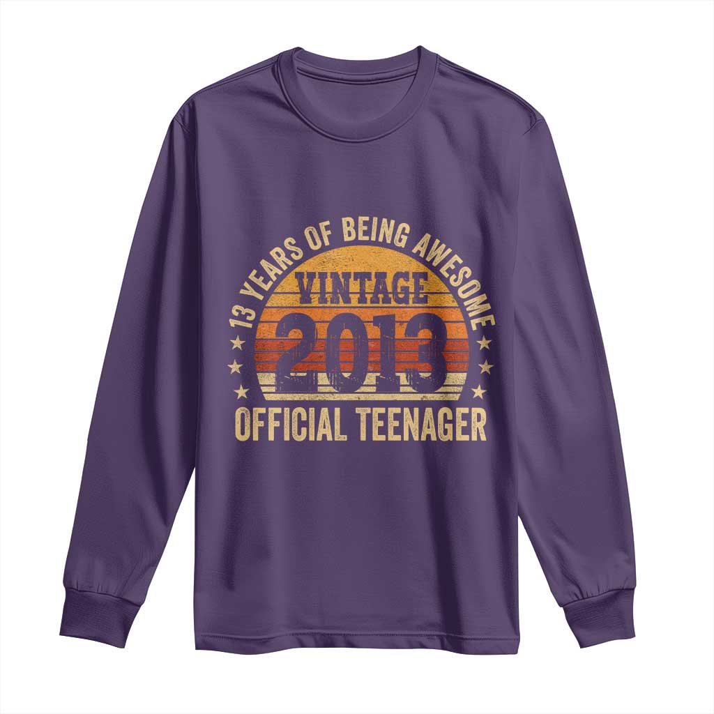 Vintage 2013 Official Teenager Long Sleeve Shirt 13 Year Old 13th Birthday TS10 Purple Print Your Wear