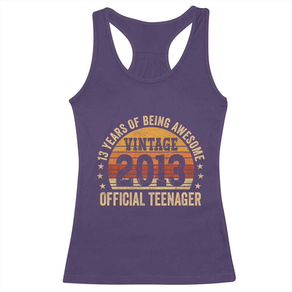 Vintage 2013 Official Teenager Racerback Tank Top 13 Year Old 13th Birthday TS10 Purple Print Your Wear