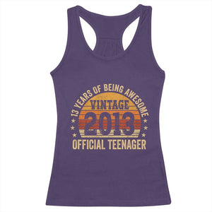 Vintage 2013 Official Teenager Racerback Tank Top 13 Year Old 13th Birthday TS10 Purple Print Your Wear