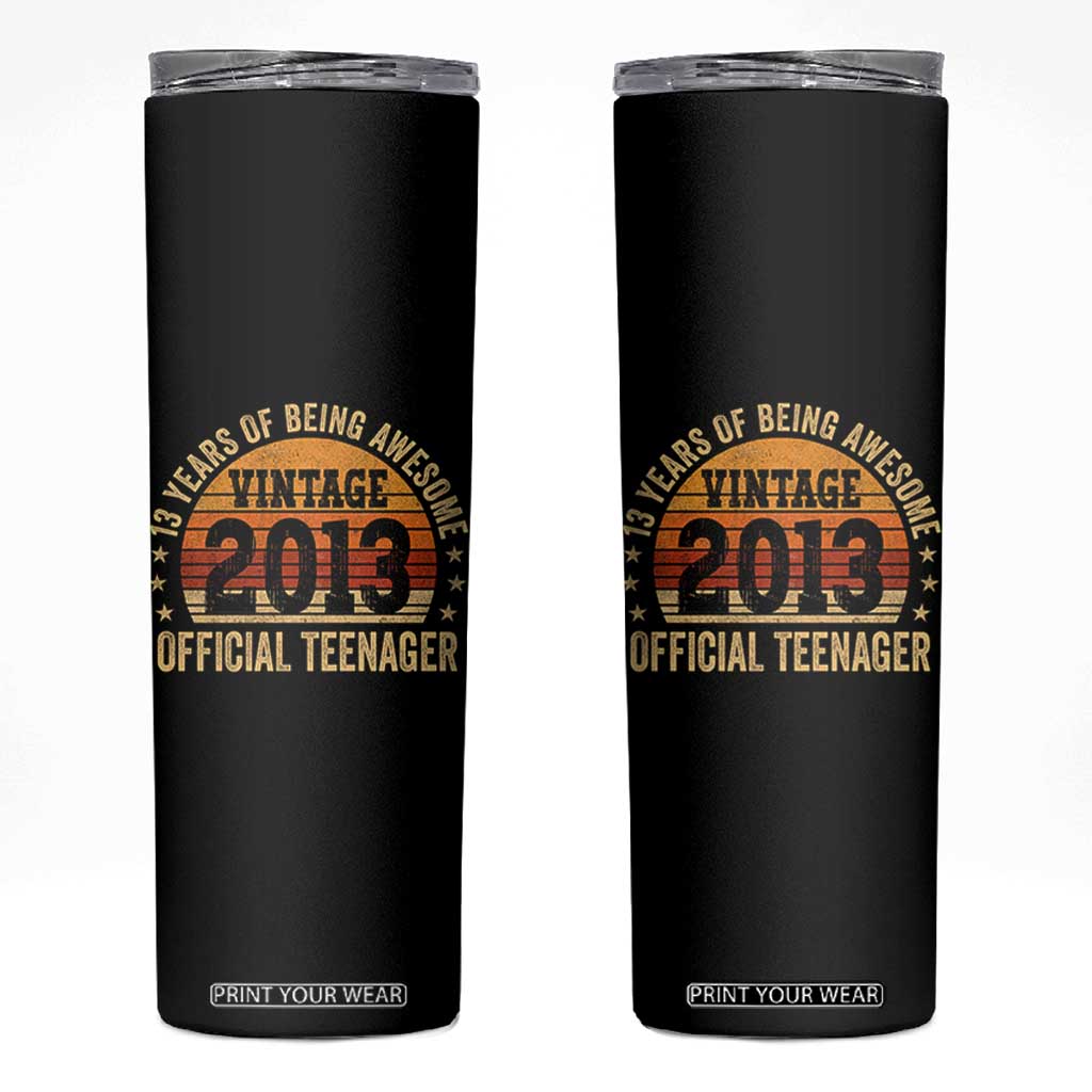 Vintage 2013 Official Teenager Skinny Tumbler 13 Year Old 13th Birthday TS10 Black Print Your Wear