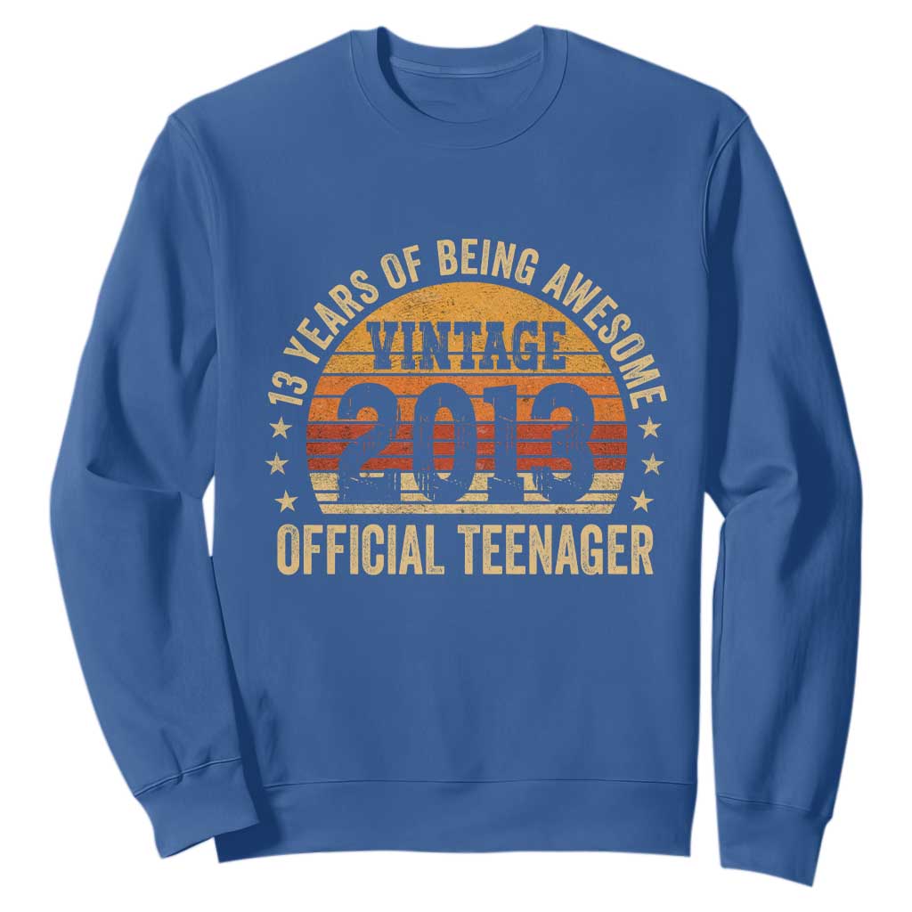 Vintage 2013 Official Teenager Sweatshirt 13 Year Old 13th Birthday TS10 Royal Blue Print Your Wear