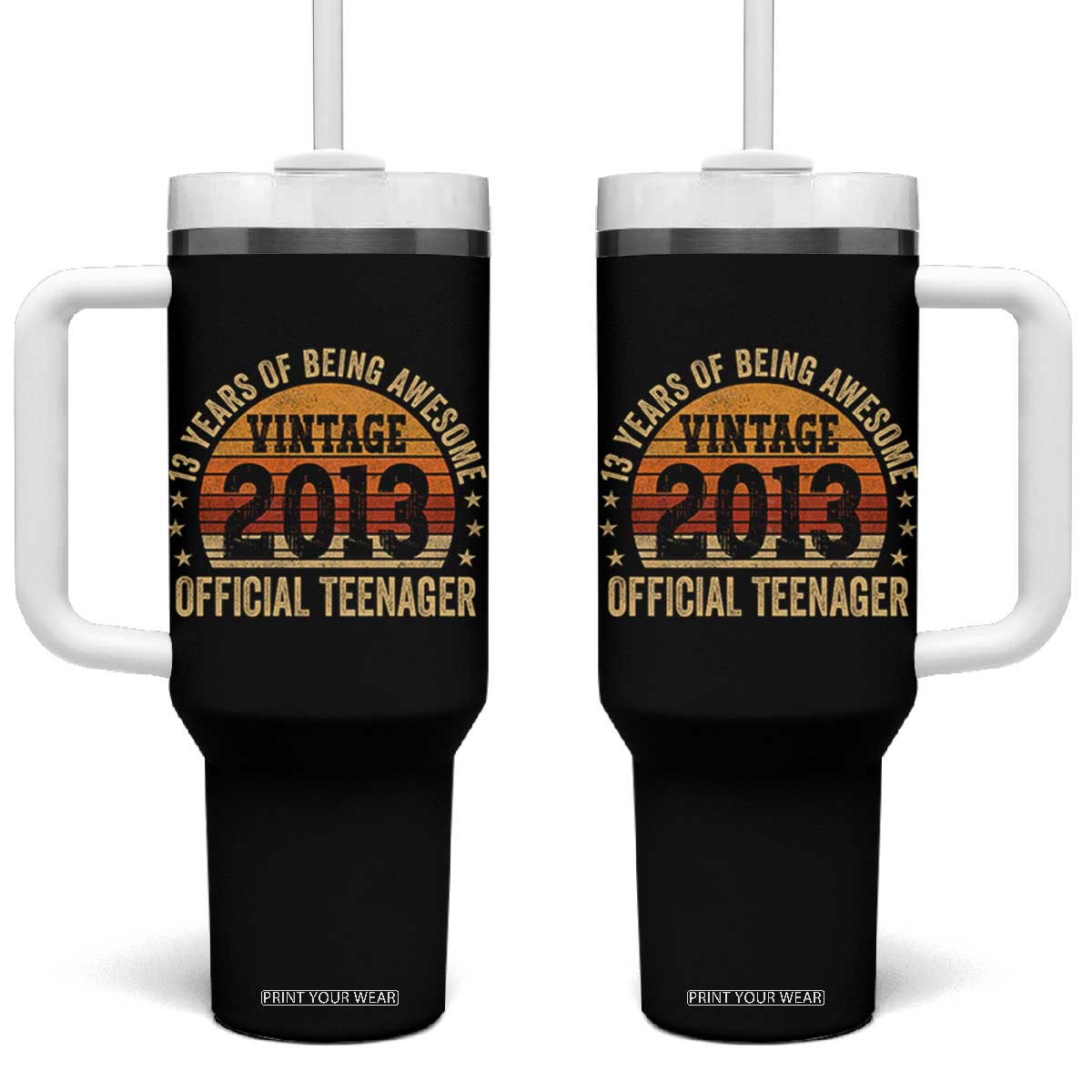 Vintage 2013 Official Teenager Tumbler With Handle 13 Year Old 13th Birthday TS10 One Size: 40 oz Black Print Your Wear