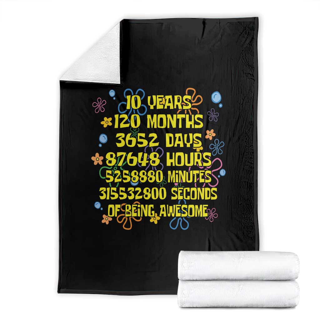 10th Birthday Gifts Throw Blanket Flowers 10 Years Of Being Awesome 10 Year Old Bday TS10 Black Print Your Wear