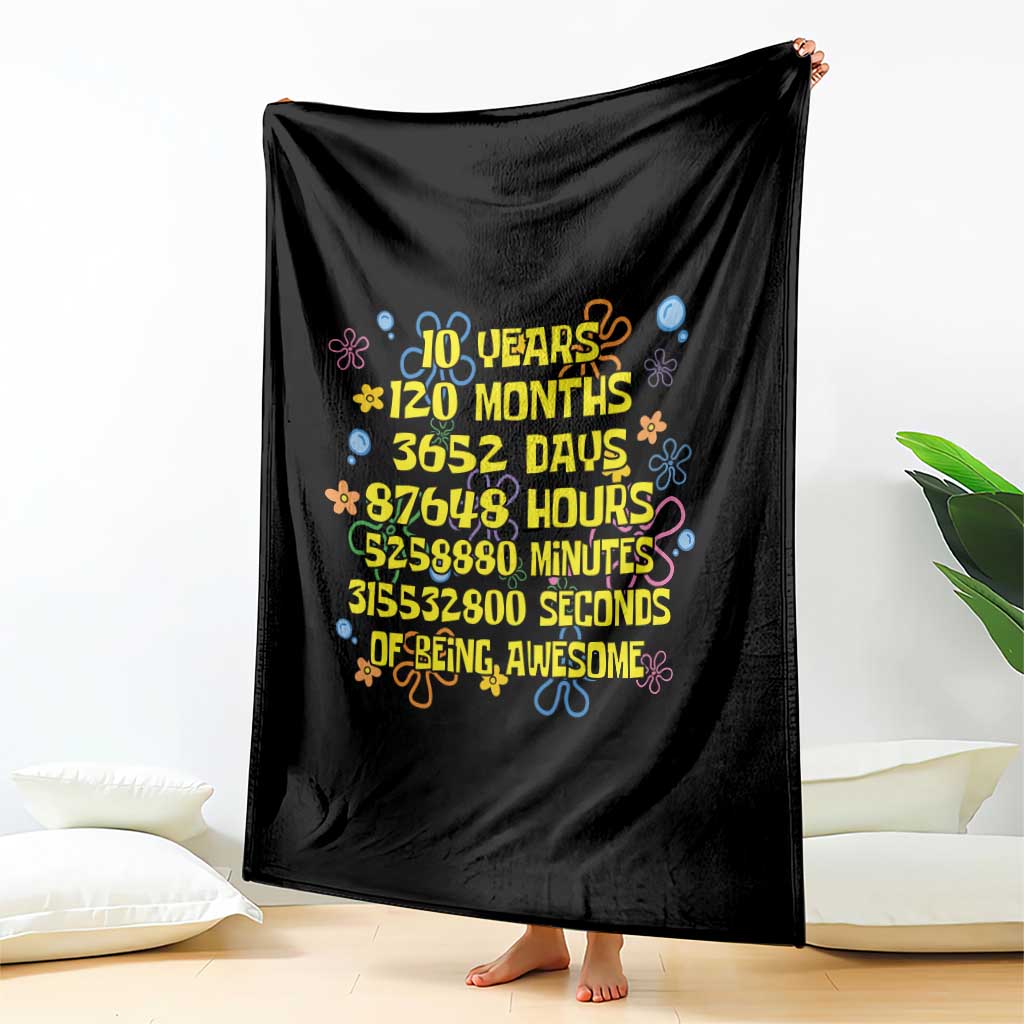 10th Birthday Gifts Throw Blanket Flowers 10 Years Of Being Awesome 10 Year Old Bday TS10 Print Your Wear