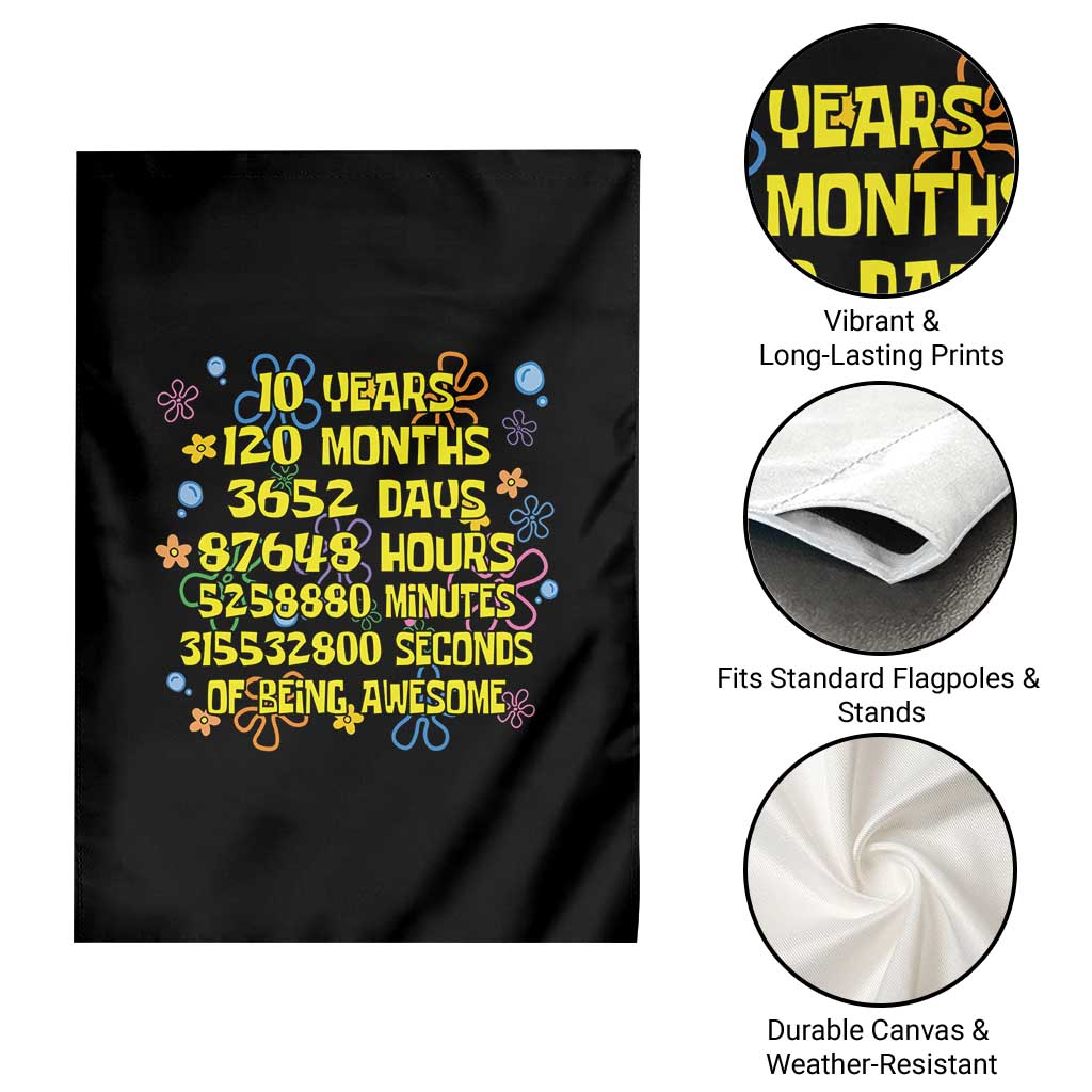10th Birthday Gifts Garden Flag Flowers 10 Years Of Being Awesome 10 Year Old Bday TS10 Print Your Wear