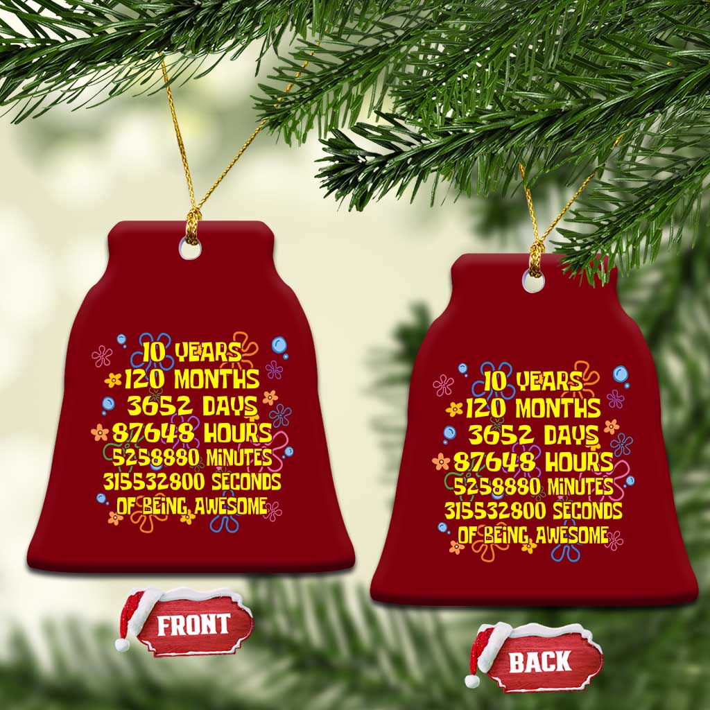 10th Birthday Gifts Ceramic Ornament Flowers 10 Years Of Being Awesome 10 Year Old Bday TS10 Print Your Wear