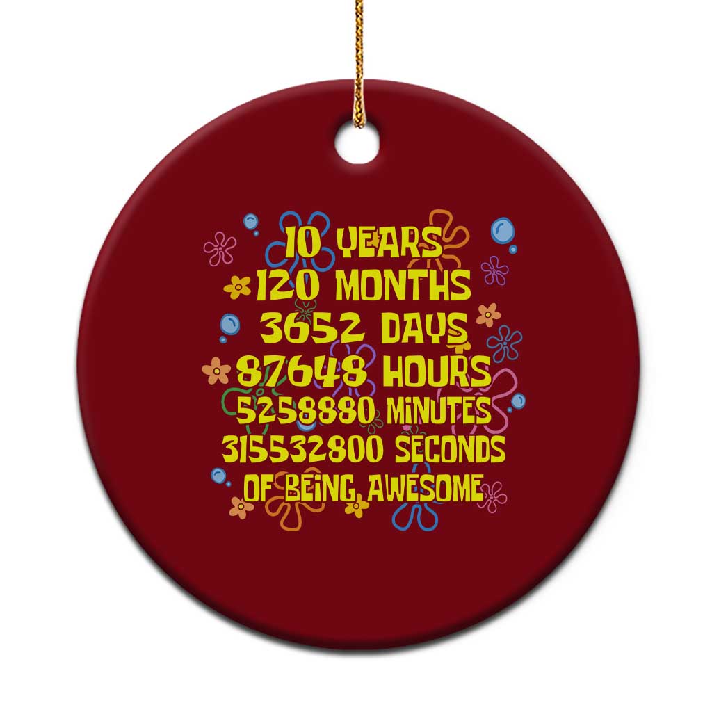 10th Birthday Gifts Ceramic Ornament Flowers 10 Years Of Being Awesome 10 Year Old Bday TS10 1pc Red Print Your Wear