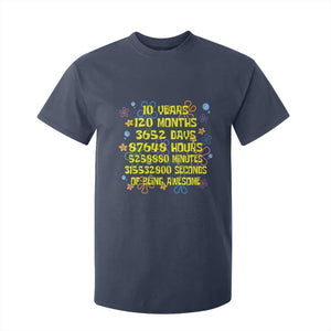 10th Birthday Gifts T Shirt For Kid Flowers 10 Years Of Being Awesome 10 Year Old Bday TS10 Navy Print Your Wear