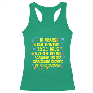 10th Birthday Gifts Racerback Tank Top Flowers 10 Years Of Being Awesome 10 Year Old Bday TS10 Irish Green Print Your Wear
