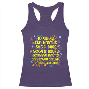 10th Birthday Gifts Racerback Tank Top Flowers 10 Years Of Being Awesome 10 Year Old Bday TS10 Purple Print Your Wear
