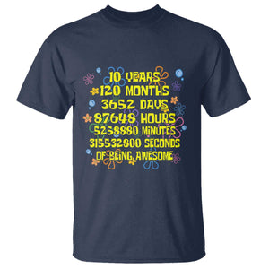 10th Birthday Gifts T Shirt Flowers 10 Years Of Being Awesome 10 Year Old Bday TS10 Navy Print Your Wear