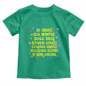 10th Birthday Gifts Toddler T Shirt Flowers 10 Years Of Being Awesome 10 Year Old Bday TS10 Irish Green Print Your Wear