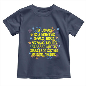 10th Birthday Gifts Toddler T Shirt Flowers 10 Years Of Being Awesome 10 Year Old Bday TS10 Navy Print Your Wear