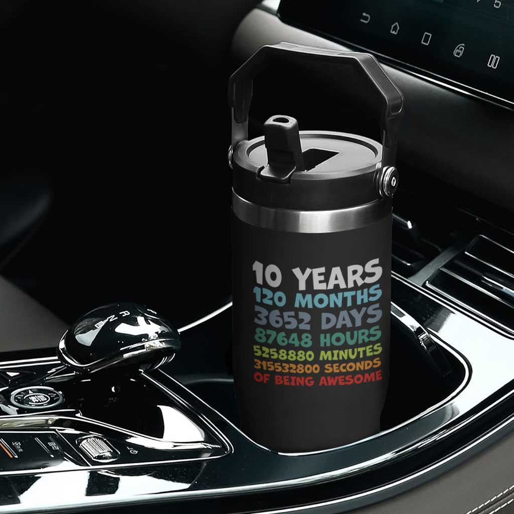 10 Year Old Bday Flip Straw Tumbler 10 Years 120 Months Of Being Awesome 10th Birthday Gifts TS10 Print Your Wear