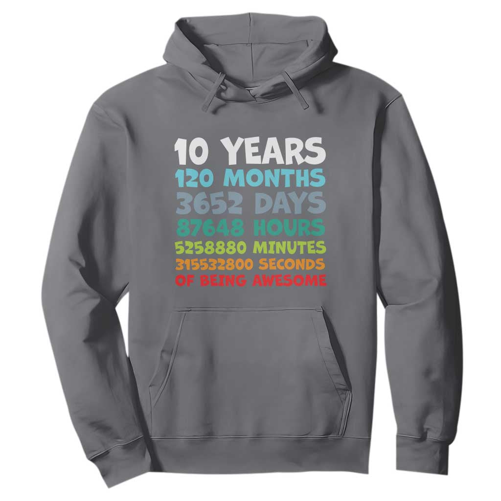 10 Year Old Bday Hoodie 10 Years 120 Months Of Being Awesome 10th Birthday Gifts TS10 Charcoal Print Your Wear