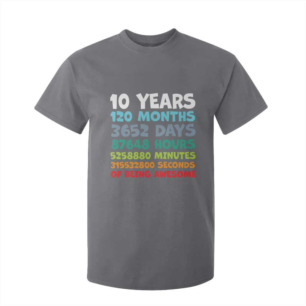 10 Year Old Bday T Shirt For Kid 10 Years 120 Months Of Being Awesome 10th Birthday Gifts TS10 Charcoal Print Your Wear