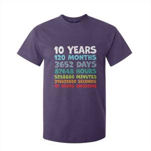 10 Year Old Bday T Shirt For Kid 10 Years 120 Months Of Being Awesome 10th Birthday Gifts TS10 Purple Print Your Wear