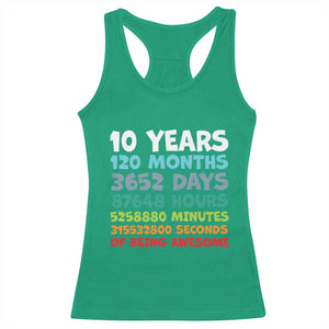 10 Year Old Bday Racerback Tank Top 10 Years 120 Months Of Being Awesome 10th Birthday Gifts TS10 Irish Green Print Your Wear