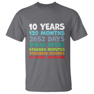 10 Year Old Bday T Shirt 10 Years 120 Months Of Being Awesome 10th Birthday Gifts TS10 Charcoal Print Your Wear