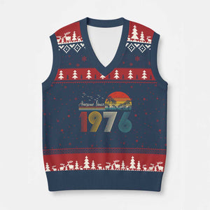 Awesome Since 1976 Birthday V-Neck Knit Sweater Vest Vintage 50th 50 Year Old Bday Gifts TS10 Navy Red Print Your Wear