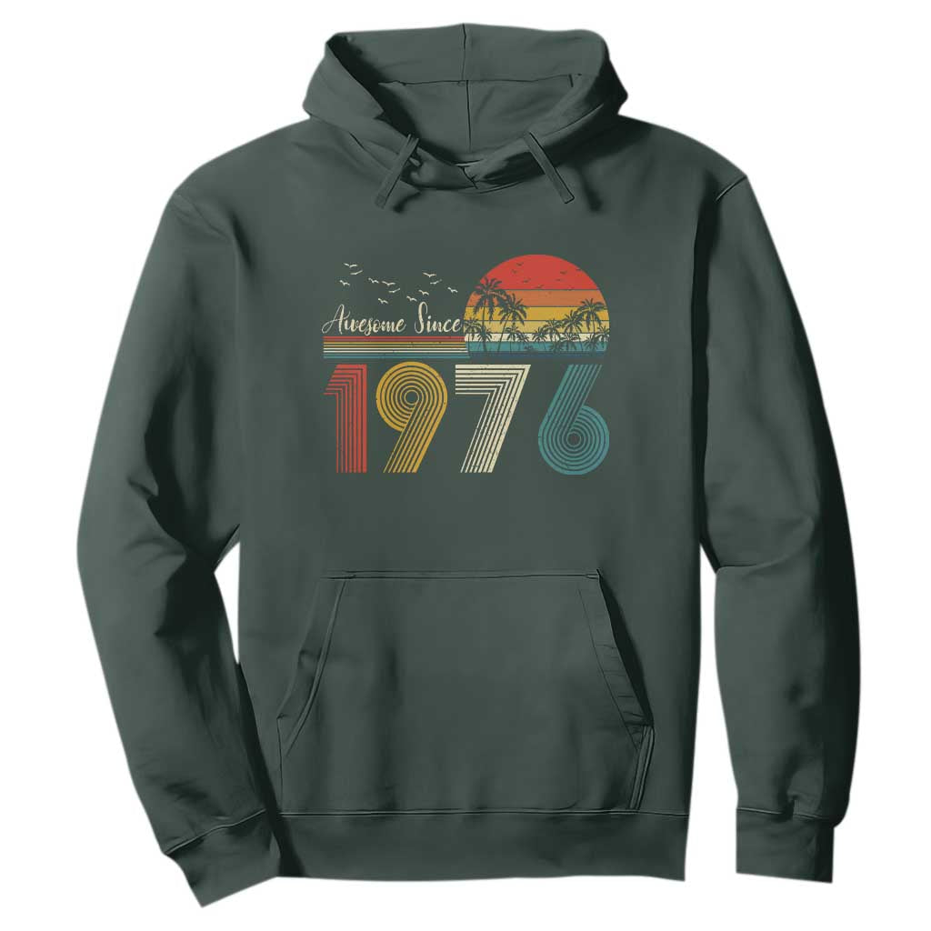Awesome Since 1976 Birthday Hoodie Vintage 50th 50 Year Old Bday Gifts TS10 Dark Forest Green Print Your Wear