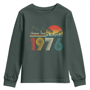 Awesome Since 1976 Birthday Youth Sweatshirt Vintage 50th 50 Year Old Bday Gifts TS10 Dark Forest Green Print Your Wear