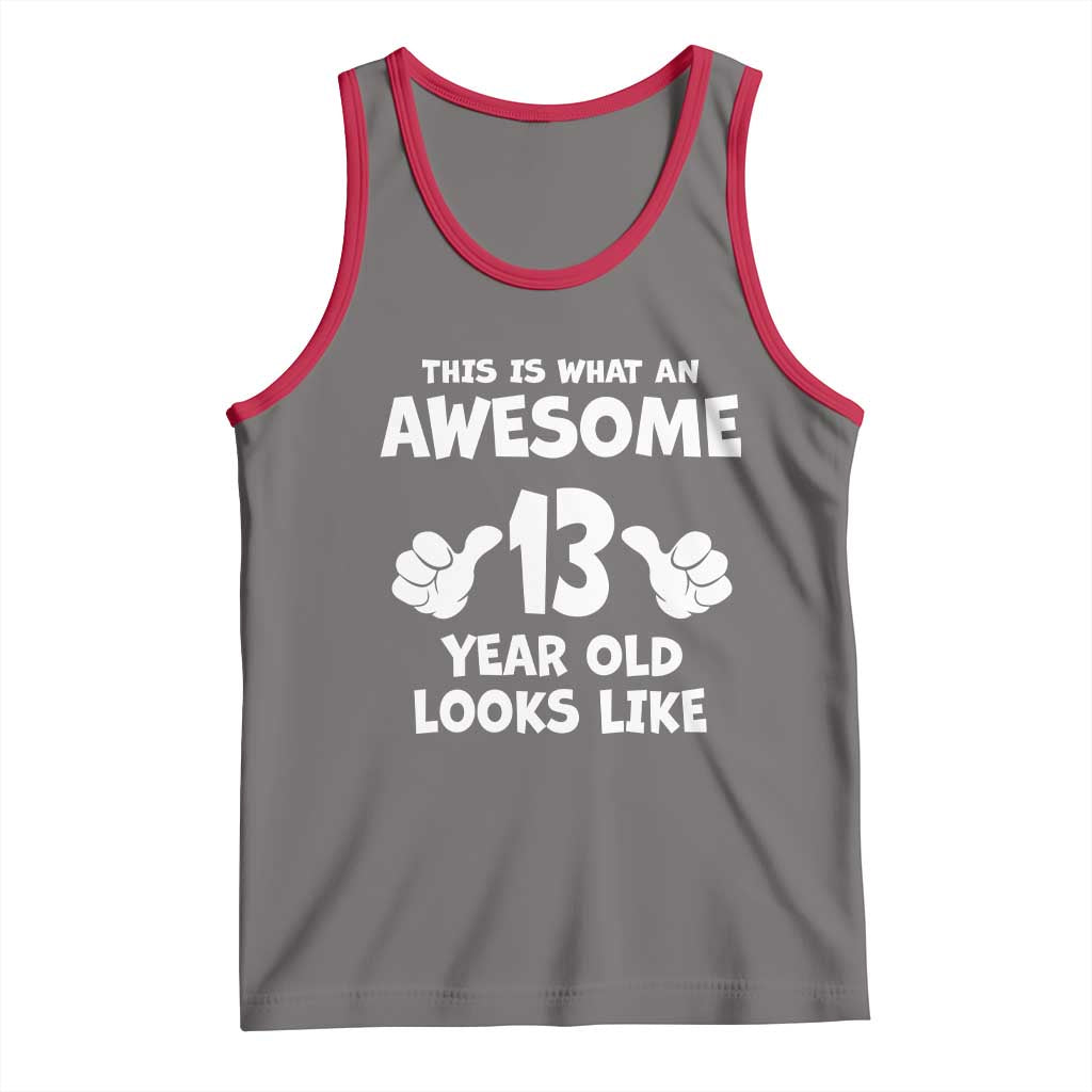 13th Birthday Tank Top Awesome 14 Year Old Looks Like TS10 Deep Heather Red Print Your Wear