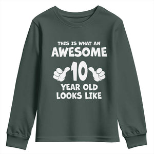 10th Birthday Gifts Youth Sweatshirt Awesome 10 Year Old Bday Son Boy Girl 10yr TS10 Dark Forest Green Print Your Wear