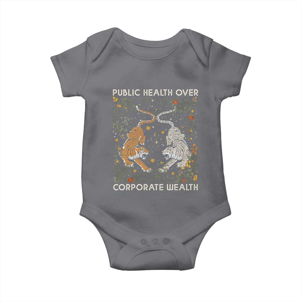 Public Health Over Corporate Wealth Baby Onesie Boho Tiger TS10 Charcoal Print Your Wear