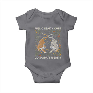 Public Health Over Corporate Wealth Baby Onesie Boho Tiger TS10 Charcoal Print Your Wear