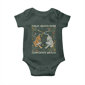 Public Health Over Corporate Wealth Baby Onesie Boho Tiger TS10 Print Your Wear