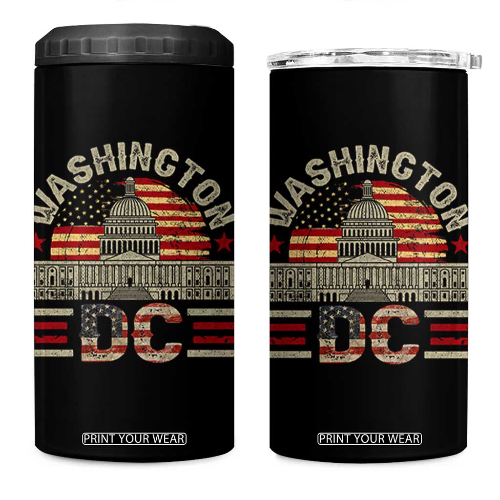 Washington DC 4 in 1 Can Cooler Tumbler Retro US Flag Souvenir Gift TS10 One Size: 16 oz Black Print Your Wear