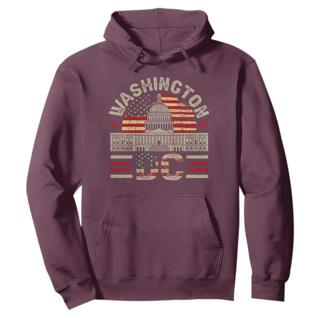 Washington DC Hoodie Retro US Flag Souvenir Gift TS10 Maroon Print Your Wear