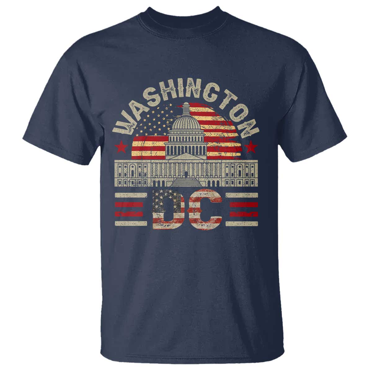 Washington DC T Shirt Retro US Flag Souvenir Gift TS10 Navy Print Your Wear