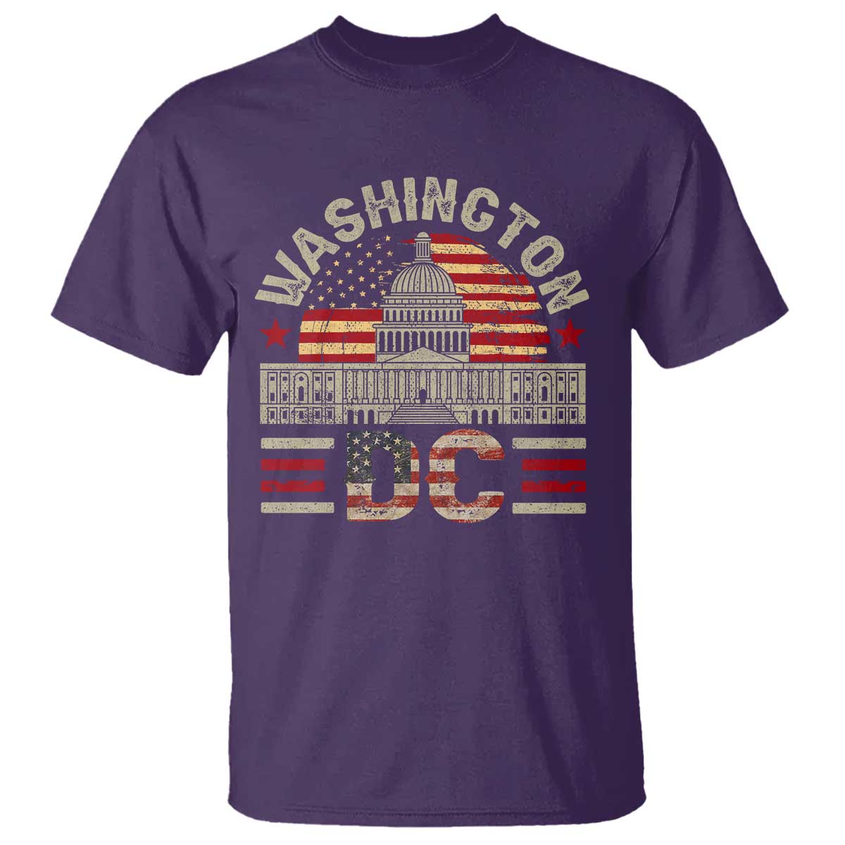 Washington DC T Shirt Retro US Flag Souvenir Gift TS10 Purple Print Your Wear